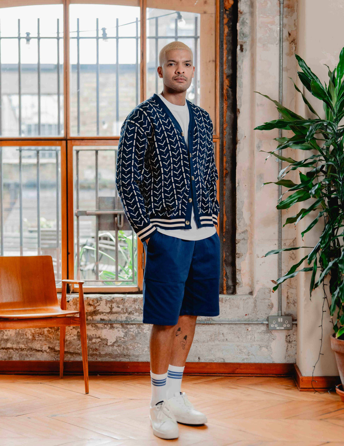 Fresh Knit Cardigan - Navy & Cream