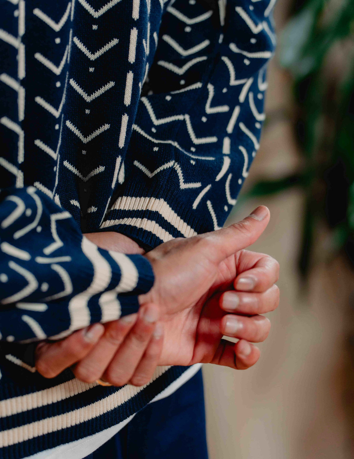 Fresh Knit Cardigan - Navy & Cream