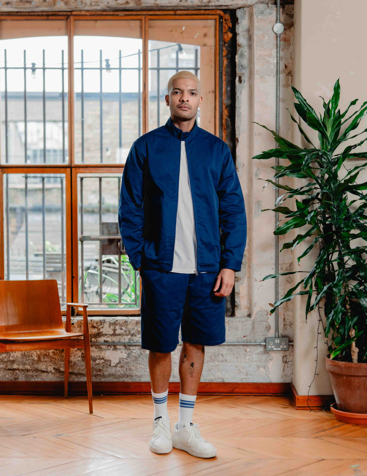 Herringbone Jacket - Navy