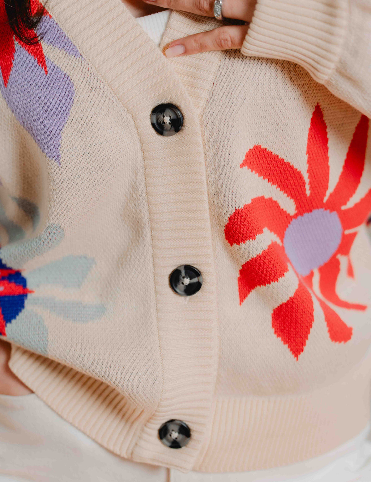 Fresh Summer Knit Cardigan - Flower Swirl