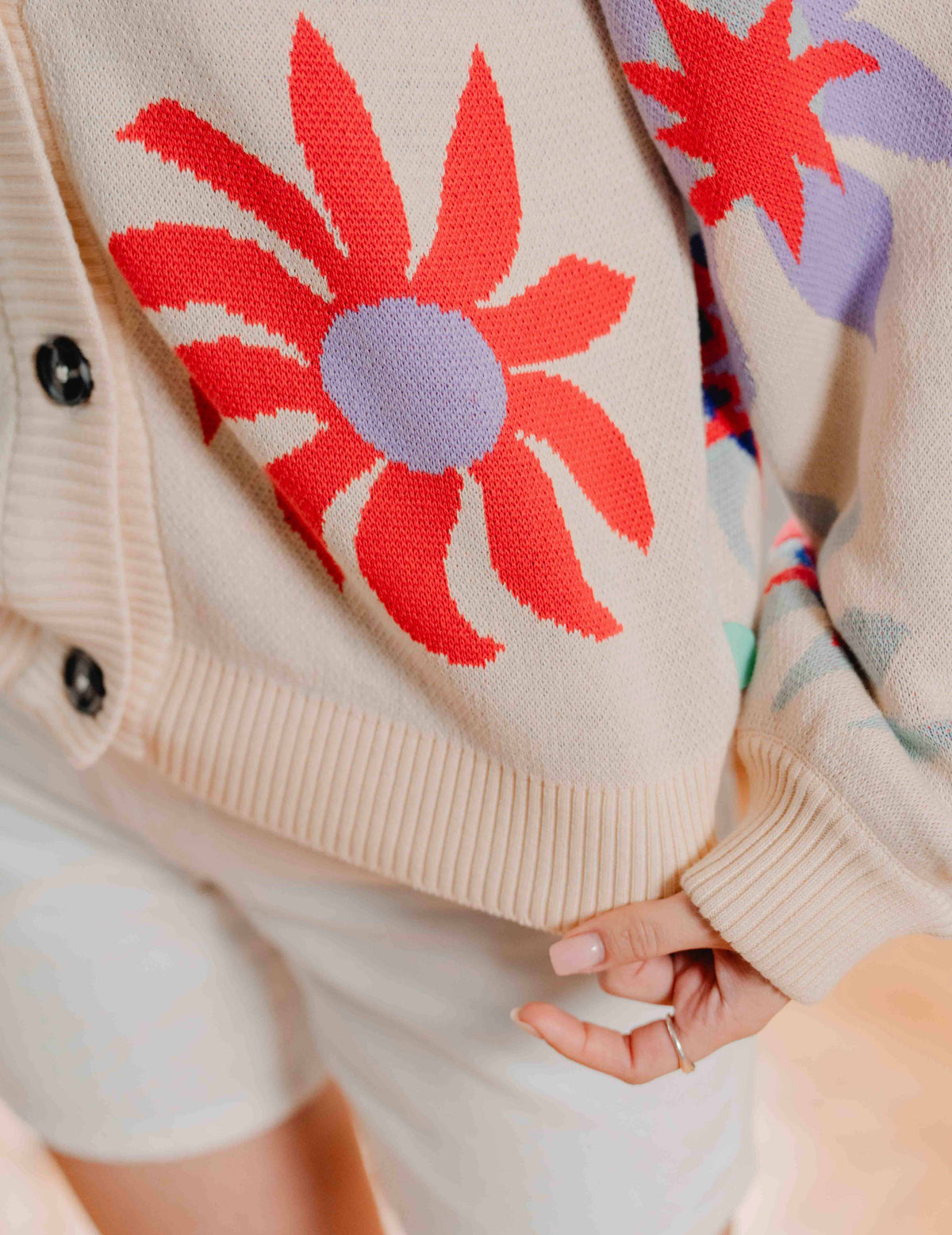 Fresh Summer Knit Cardigan - Flower Swirl