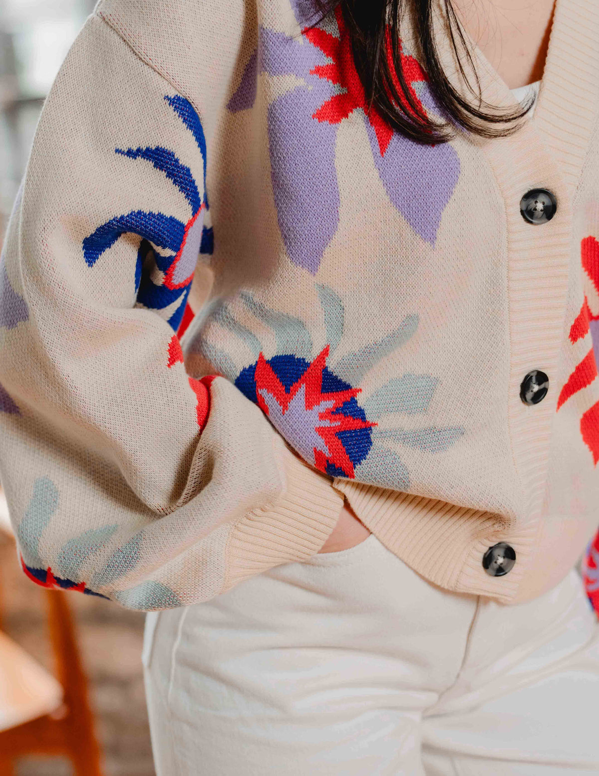 Fresh Summer Knit Cardigan - Flower Swirl