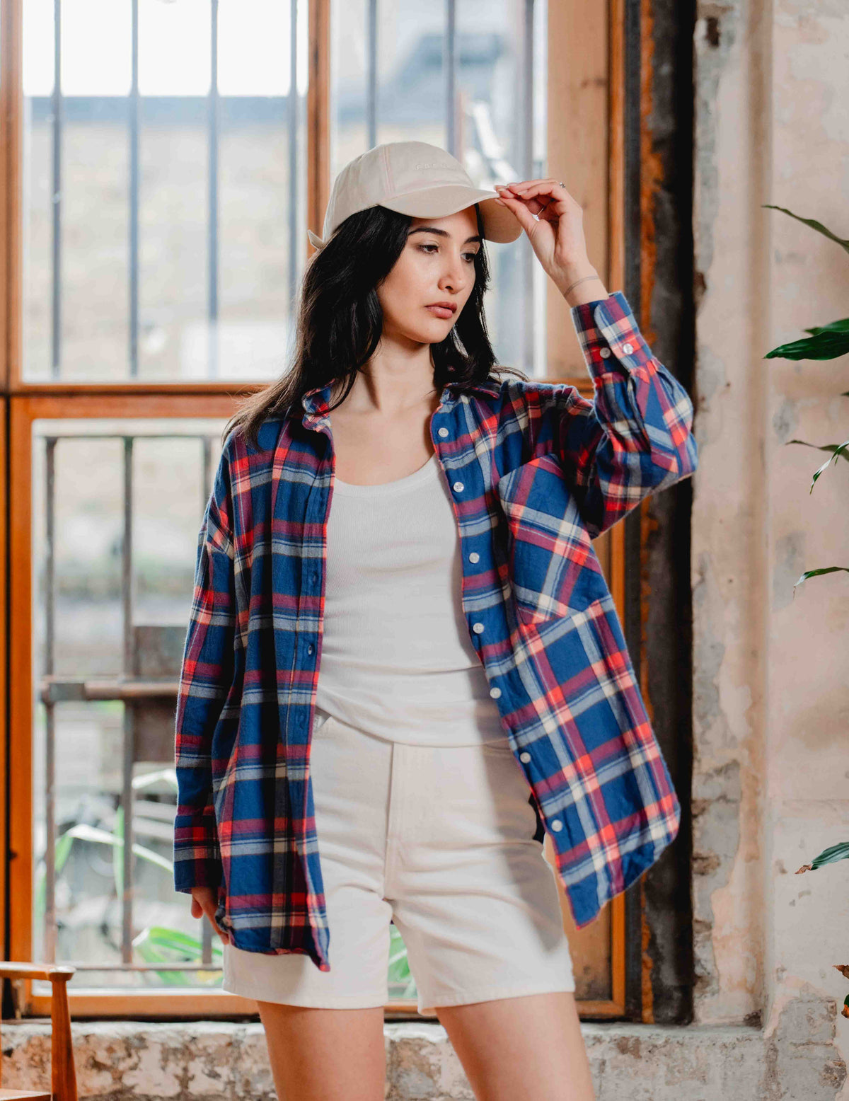 Womens Flannel Check Shirt - Blue