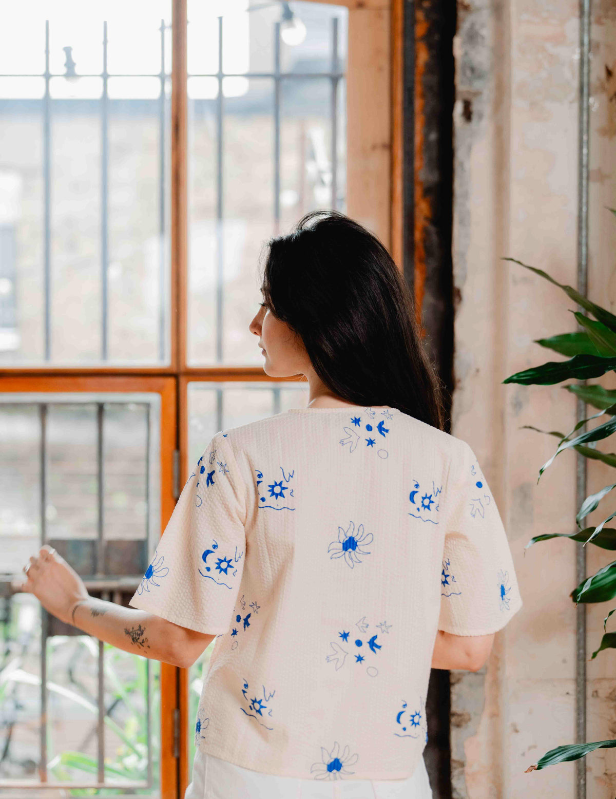 Seersucker Lay Blouse - Jasmine
