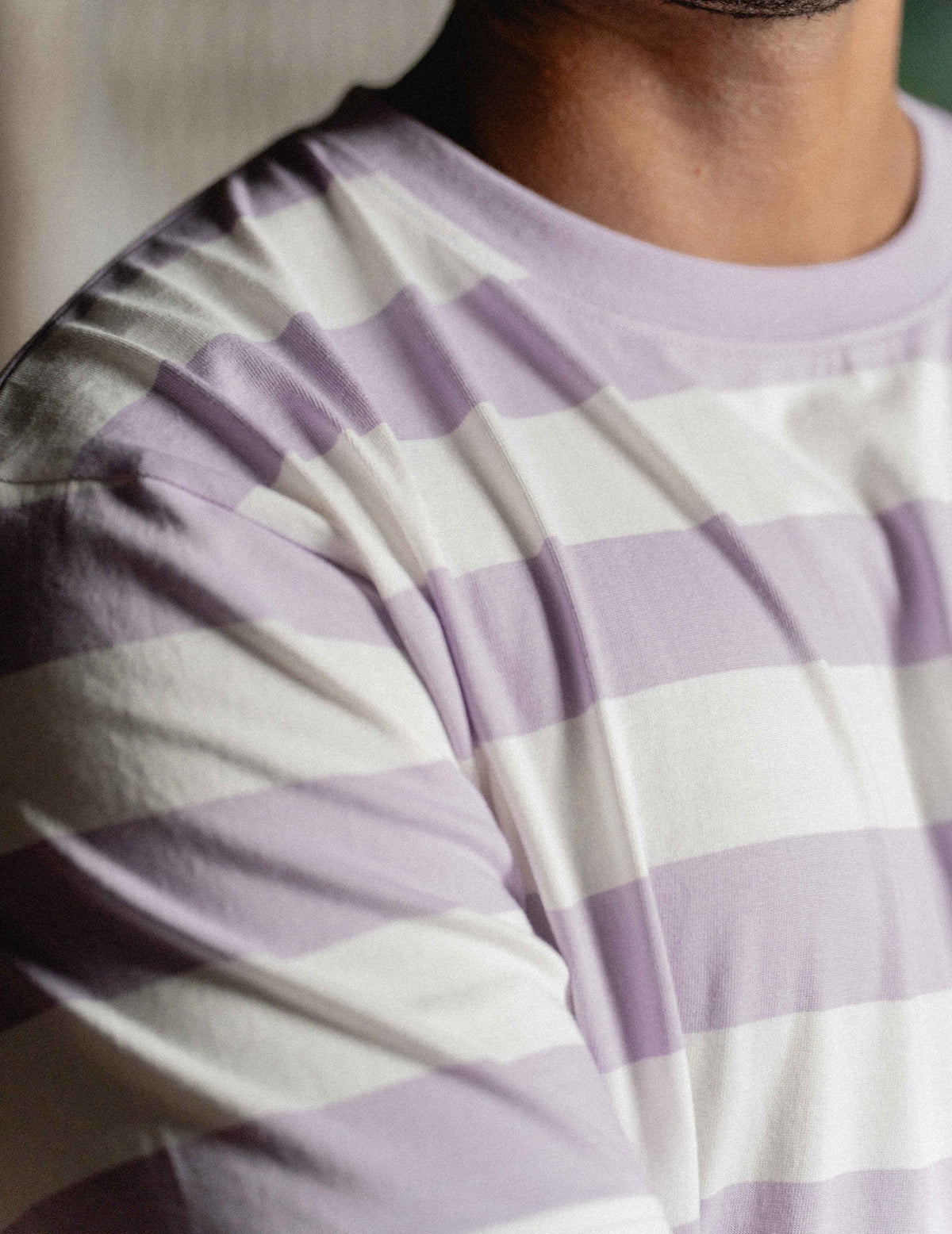 Fresh Heavyweight Tee Stripe - White/Purple